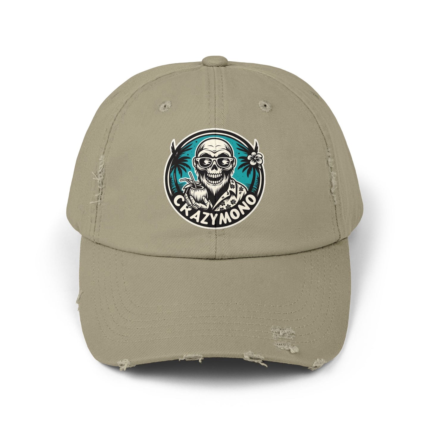 Crazy Mono' Skull Palm Tree Vintage Trucker Hat